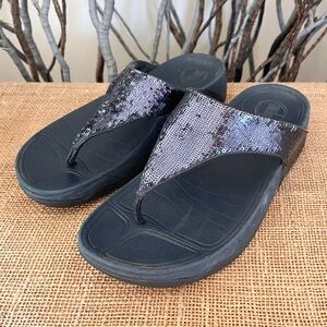 Flipflop Electra Classic 034-097 Navy Sequin Thong Sandals Size 9 Wide